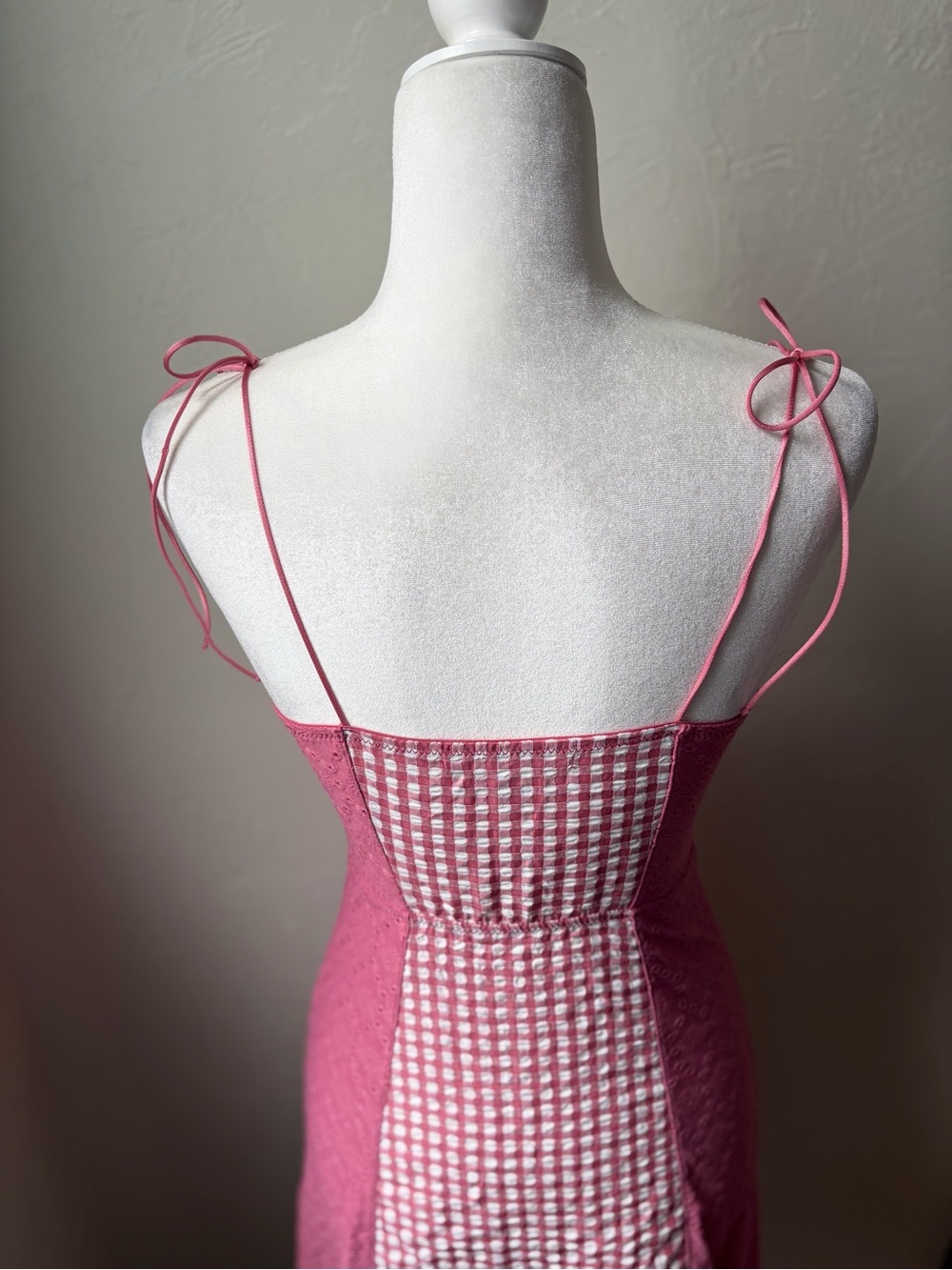 Urban Outfitters Pink Gingham Corset Mini Dress Eyelet Bustier SP - Picture 12 of 15